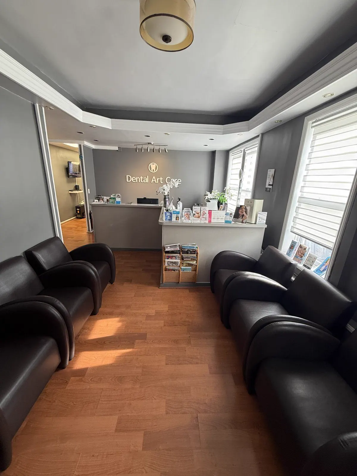 The welcoming reception and waiting area at Dental Art Care